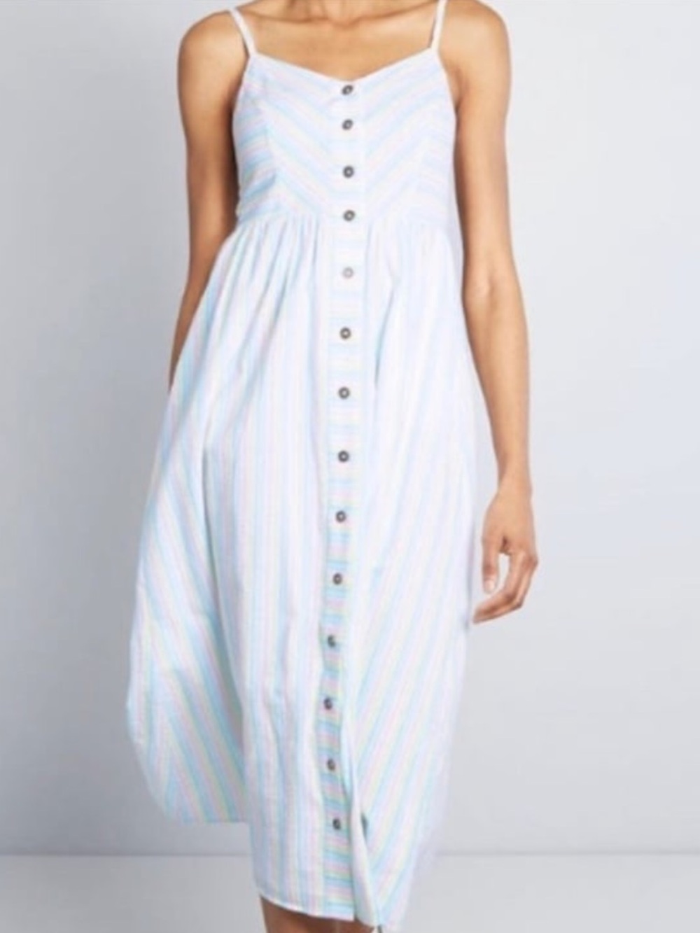 ModCloth Quite Clearly Charismatic Pastel Rainbow 🌈 Sundress 2X Cotton Midi